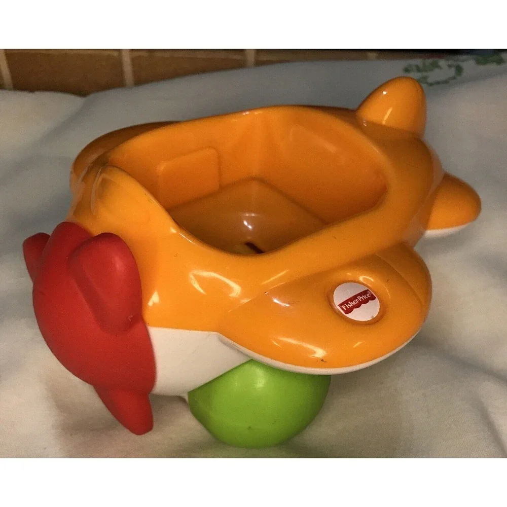 Fisher Price Roller Block Airplane Orange with Moving Red Propeller